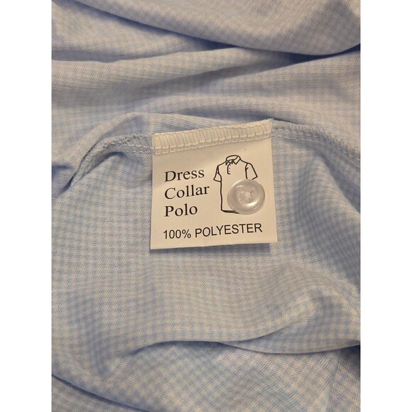 NWOT Collars & Co Mens Medium Dress Collar Polo Shirt Blue Micro Houndstooth - Picture 6 of 7